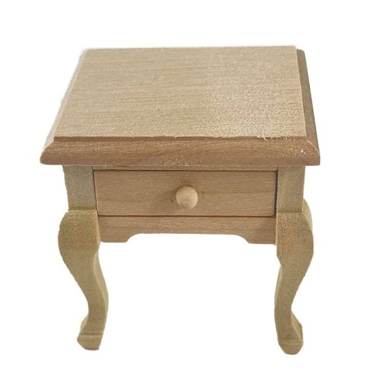 Dolls House Bare Wood Queen Ann Side End Table Miniature Living Room Furniture