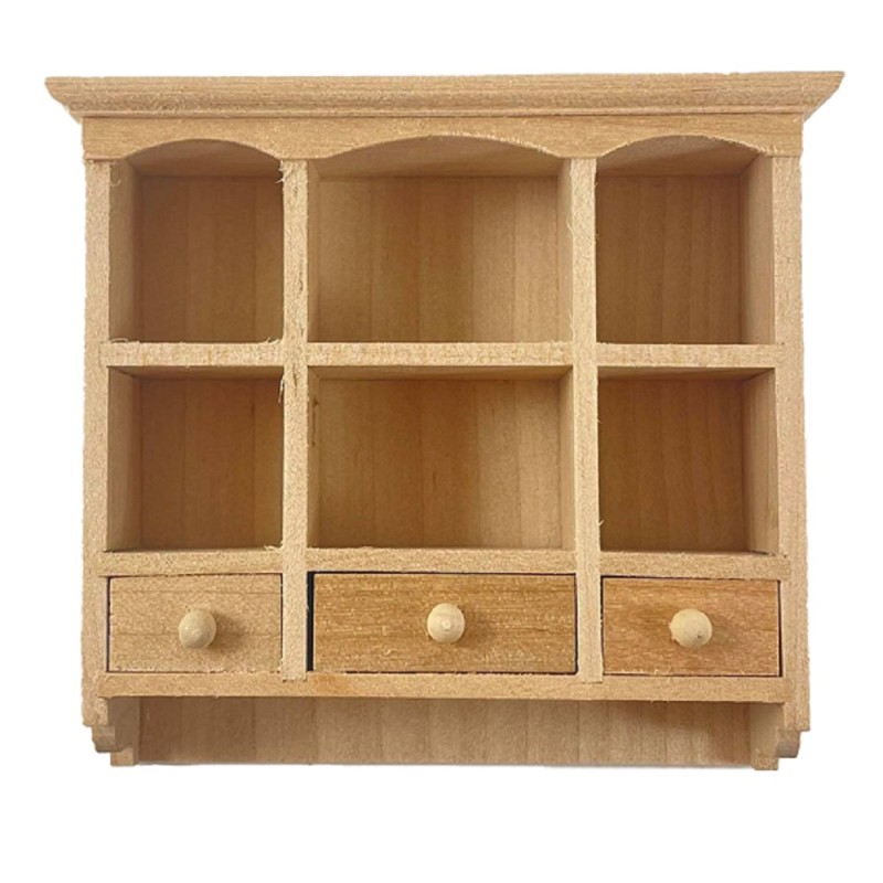 Dolls House Bare Wood Wall Cabinet Display Unit Miniature Kitchen Furniture 1:12