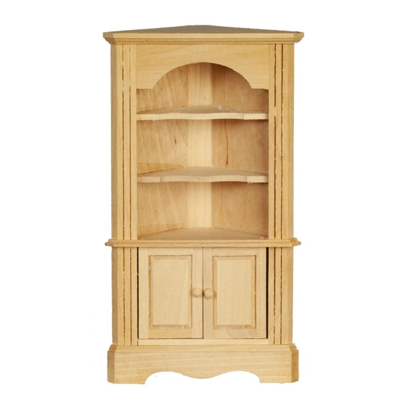 Dolls House Bare Wood Corner Cabinet Miniature Living Dining Room Furniture