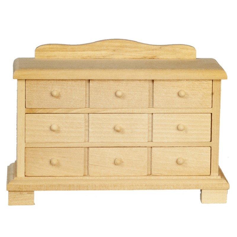 Dolls House Bare Wood Slim Chest of Drawers Miniature Bedroom Furniture 1:12