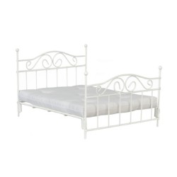 Dolls House Wrought Iron White Wire Double Bed Miniature Bedroom Furniture