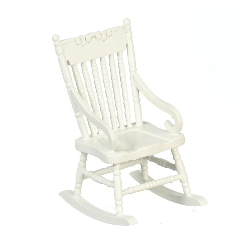 Dolls House White Wooden Rocking Chair Rocker Miniature 1:12 Scale Furniture 