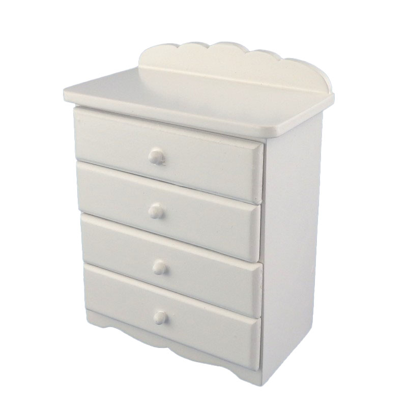 Dolls House White Chest of Drawers Miniature 1:12 Bedroom Nursery Furniture