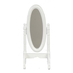 Dolls House Miniature Bedroom Furniture White Cheval Dressing Mirror