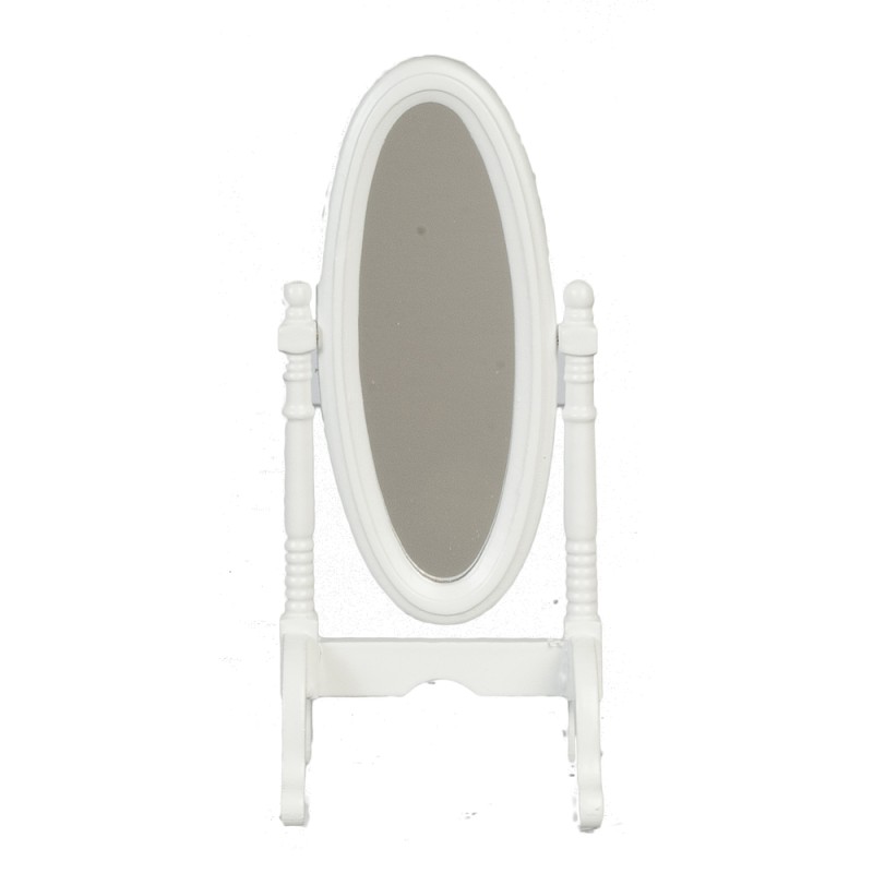 Dolls House Miniature Bedroom Furniture White Cheval Dressing Mirror