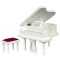 Dolls House White Grand Piano & Bench Stool Miniature Music Room Furniture 