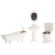 Dolls House Plain White Porcelain Bathroom Suite Miniature Furniture Set
