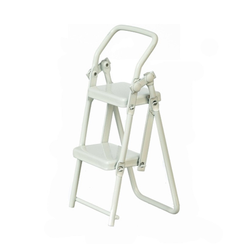 Dolls House White Metal Step Ladders Folding 2 Step Ladder Miniature Accessory