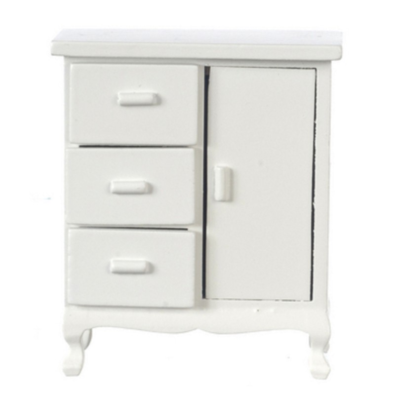 Dolls House White Baby Wardrobe Chest Queen Ann Nursery Bedroom Furniture 