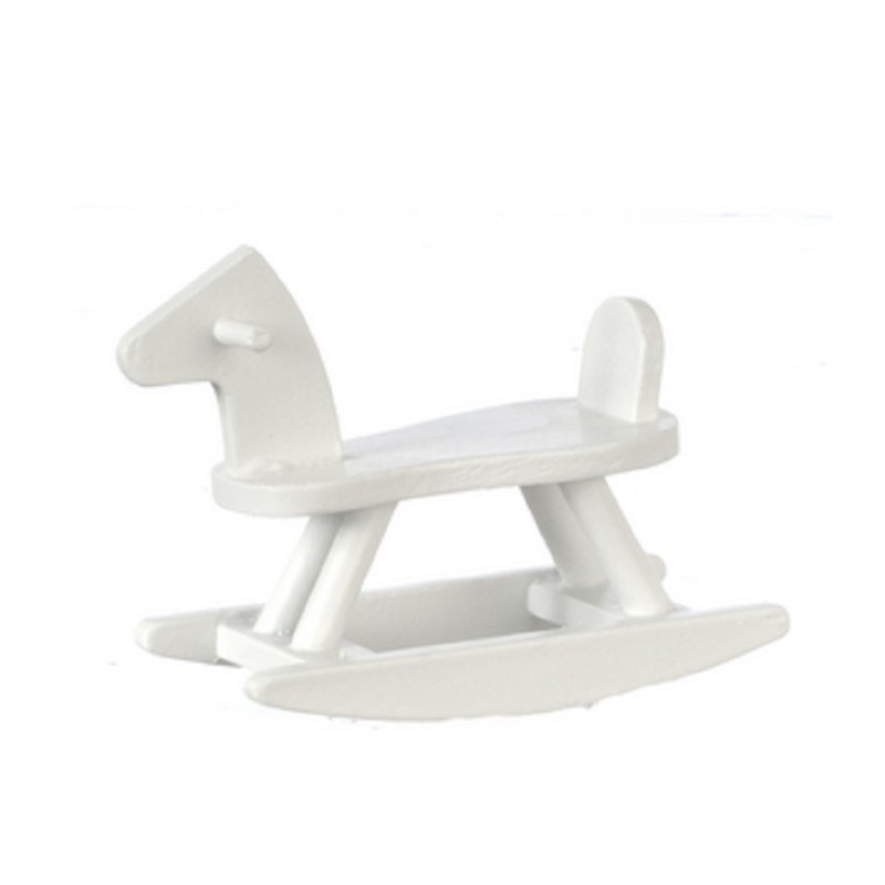 Dolls House Sit On White Wooden Rocking Horse Toy Nursery Accessory