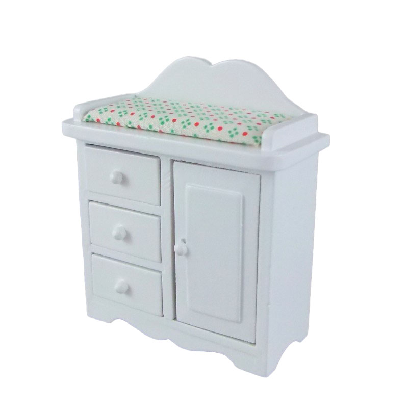Dolls House White Baby Changing Table Miniature Nursery Furniture 