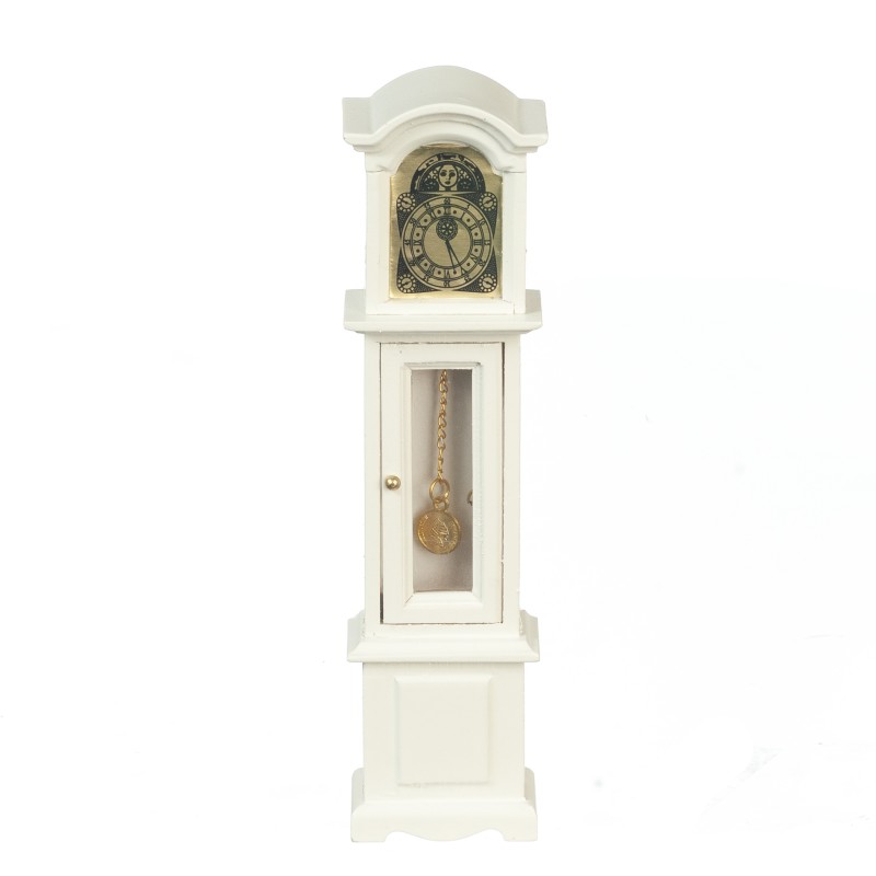 Dolls House White Grandfather Clock Miniature Wooden Hall Furniture 1:12 Scale