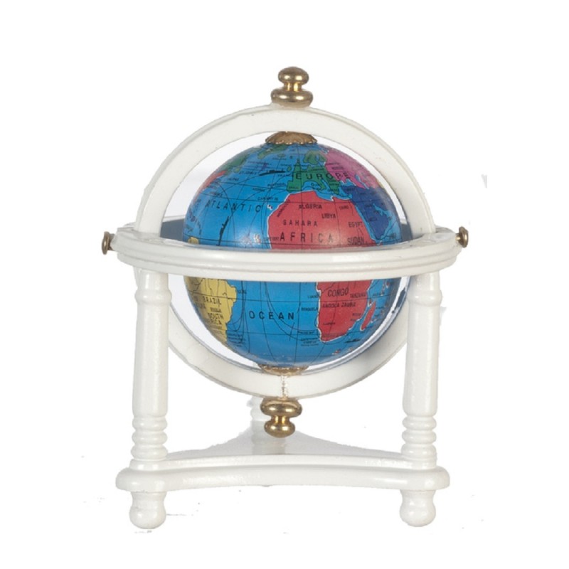 Dolls House World Globe in White Stand Miniature School Accessory