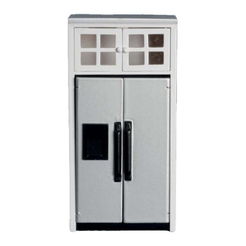 Dolls House Fridge Freezer in Housing Unit White Modern Fitted Kitchen Furniture