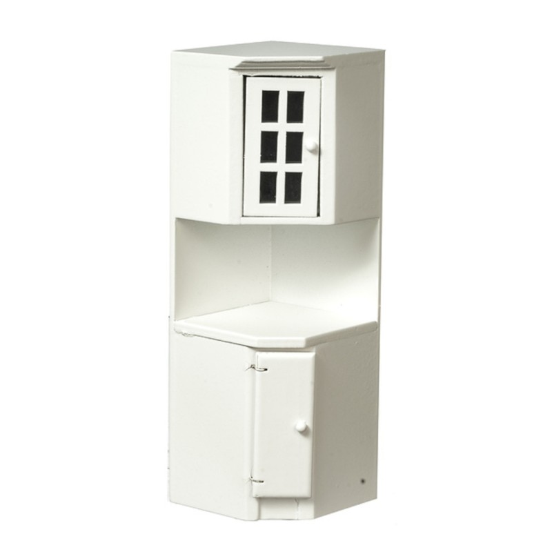 Dolls House Corner Unit Cabinet Plain White Fitted Kitchen Furniture 1:12 Scale