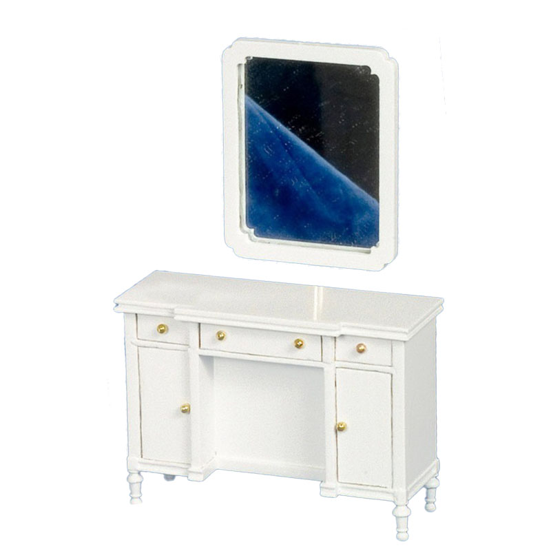 Dolls House White Shabby Chic Dressing Table Miniature Bedroom Furniture