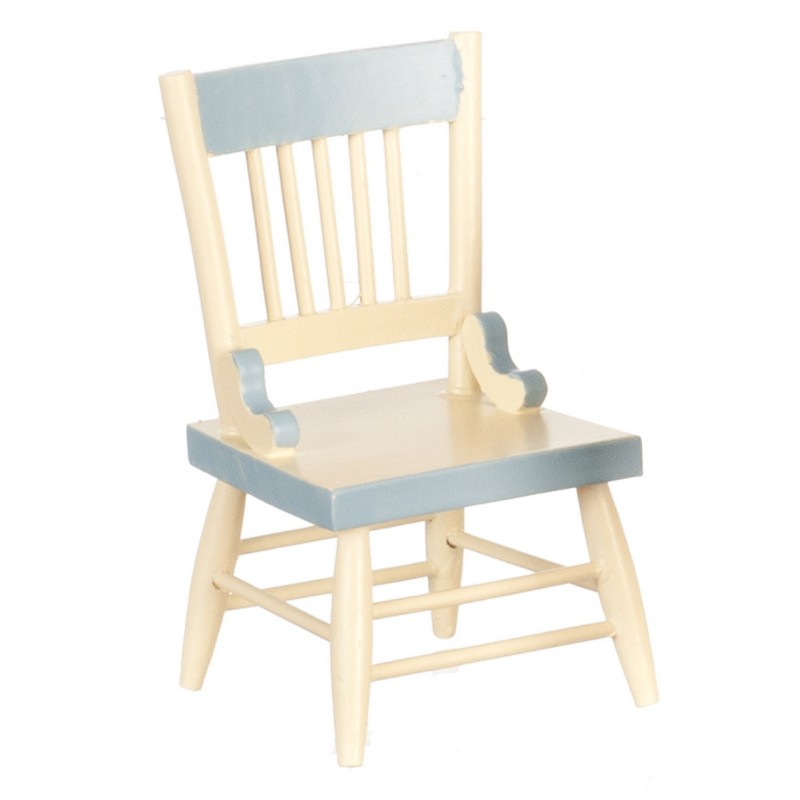 Dolls House Blue Cream Side Chair Miniature Shabby Chic Dining Room Furniture