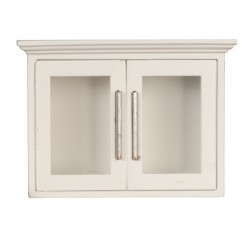Dolls House White Wooden Wall Cabinet Display Unit Miniature Kitchen Furniture