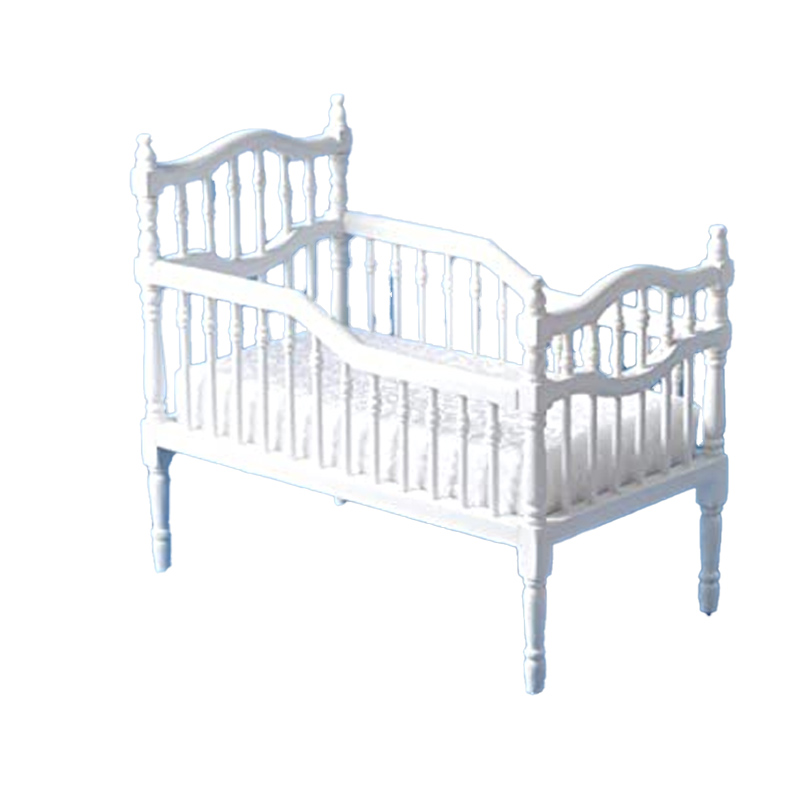 Dolls House White Victorian Baby Crib Miniature Nursery Furniture 1:12 Scale