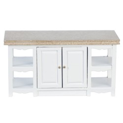 Dolls House White Kitchen Island Unit Miniature 1:12 Scale Furniture