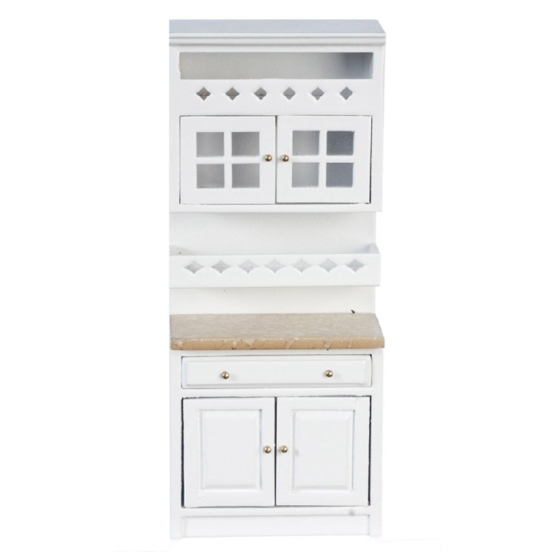 Dolls House White Fitted Kitchen A Shelf Unit Marble Effect Top