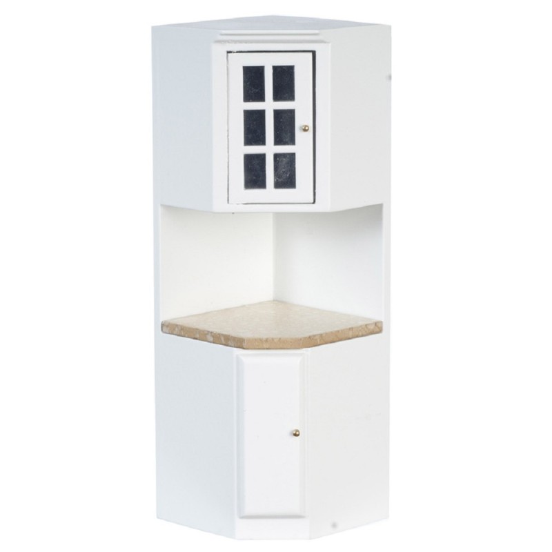 Dolls House White Fitted Kitchen A Corner Unit Marble Effect Top