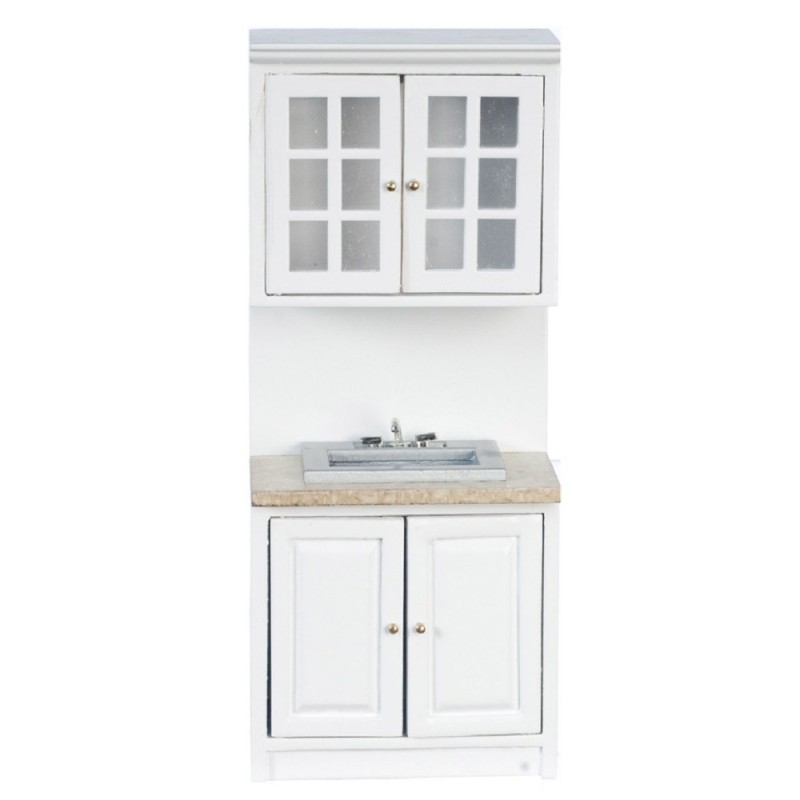 Dolls House White Fitted Kitchen A Sink Unit Marble Effect Top