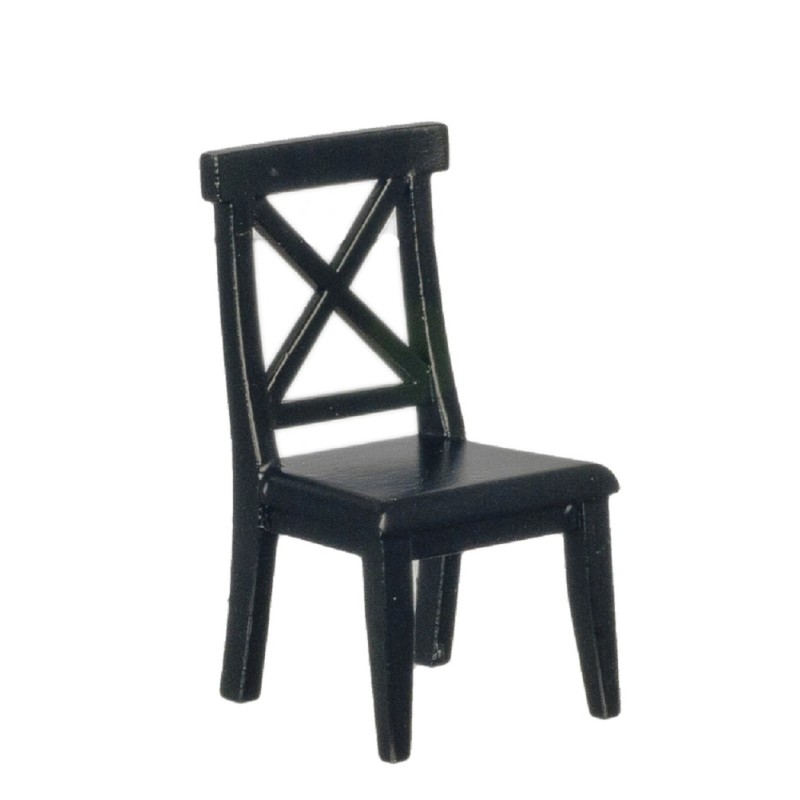Dolls House Black Cross Buck Side Chair Miniature 1:12 Dining Room Furniture
