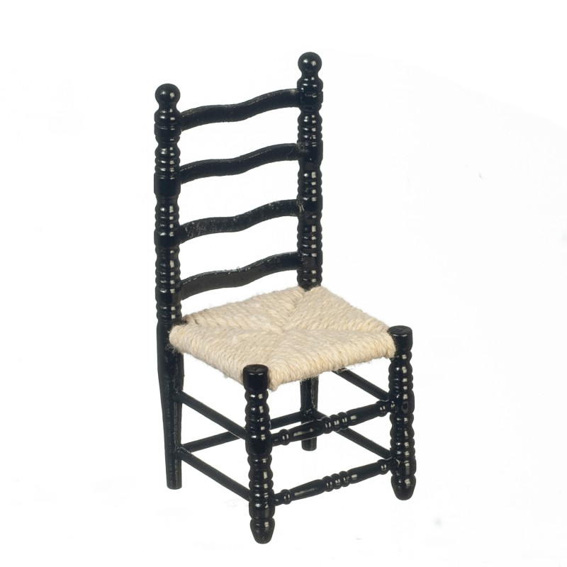 Dolls House Black Ladderback Side Chair Miniature Kitchen Dining Room Furniture