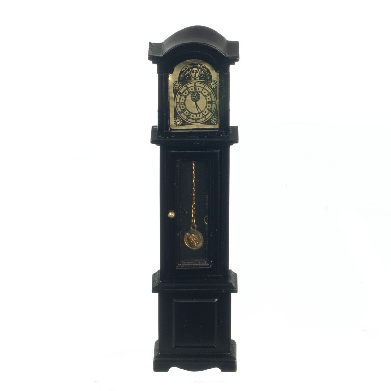 Dolls House Black Grandfather Clock Miniature Wooden Hall Furniture 1:12 Scale