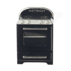 Dolls House Retro 1950's Black Cooker Stove  Miniature 1:12 Kitchen Furniture 