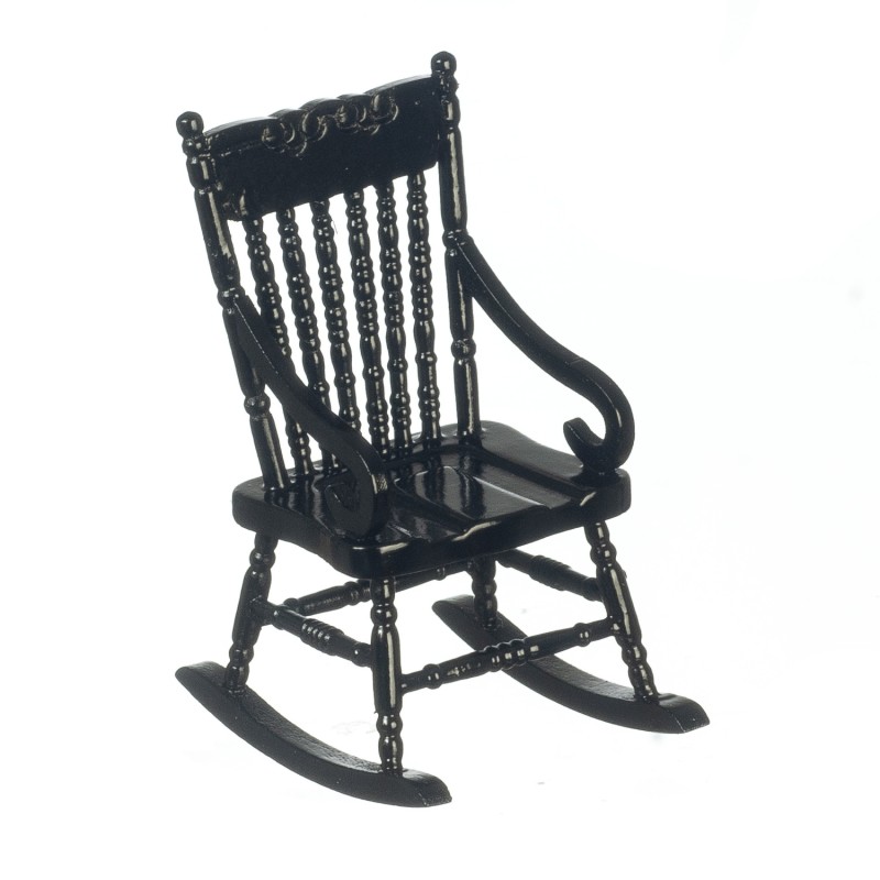 Dolls House Black Wooden Rocking Chair Rocker Miniature 1:12 Scale Furniture 