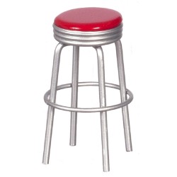 Dolls House 1950's Retro Red Kitchen Stool Miniature Cafe Bistro Furniture 1:12 Dolls House 1950's Retro Red Kitchen Stool Miniature Cafe Bistro Furniture 1:12