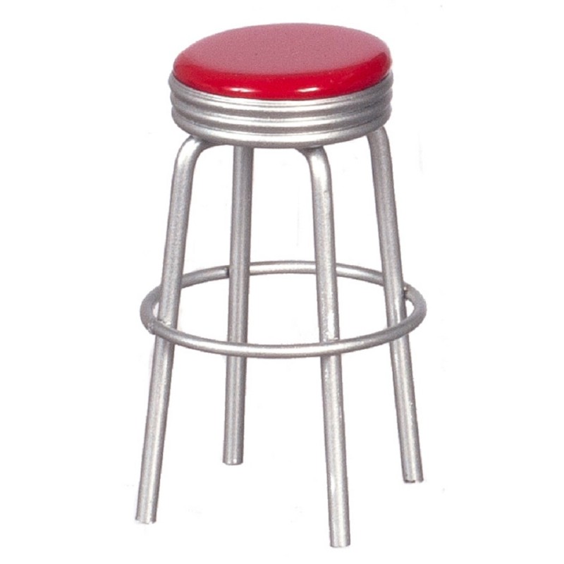 Dolls House 1950's Retro Red Kitchen Stool Miniature Cafe Bistro Furniture 1:12