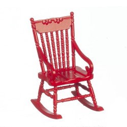 Dolls House Red Wooden Rocking Chair Rocker Miniature 1:12 Scale Furniture 