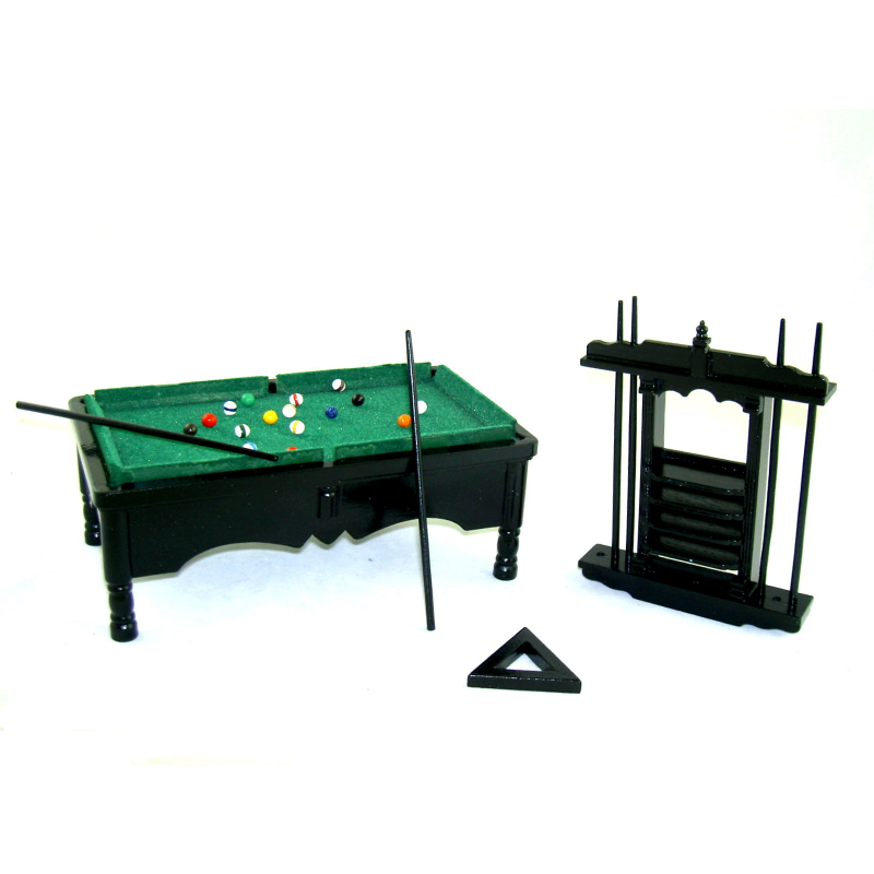 Dolls House Black Pool Snooker Billiard Table Miniature Study Pub Furniture