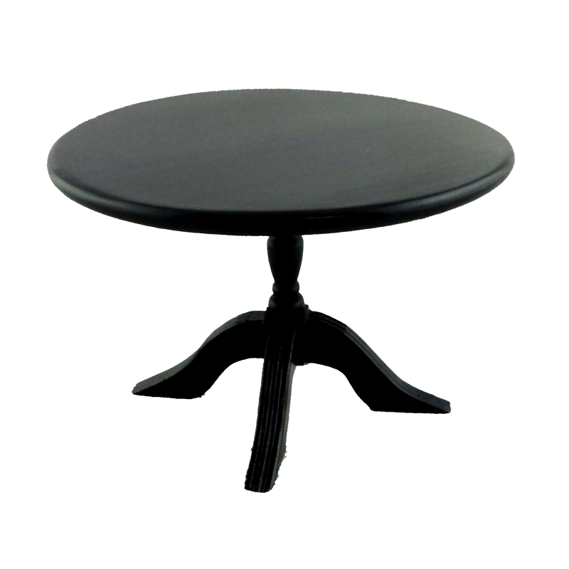 Dolls House Round Black Pedestal Table Miniature Wooden Dining Room Furniture