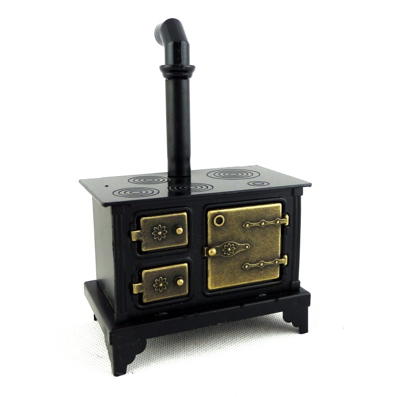 Dolls House Old Fashioned Black Metal Cooker Stove Miniature Kitchen Furniture 
