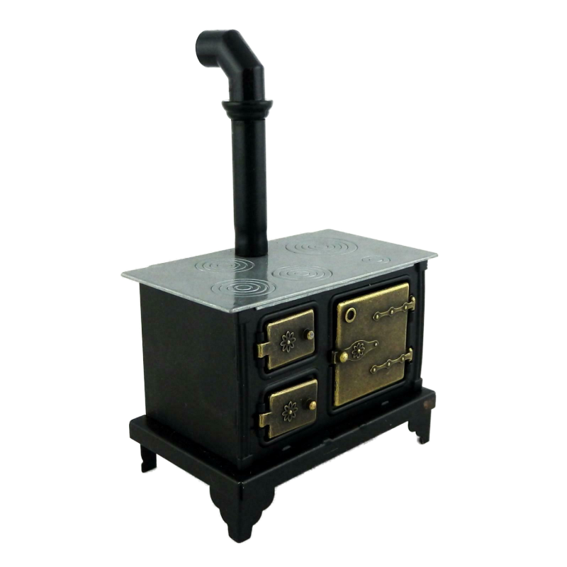 Dolls House Old Fashioned Black Range Cooker Stove Miniature Kitchen Furniture