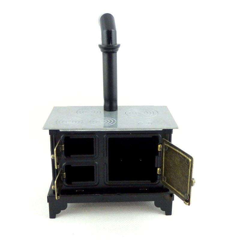 Dolls House Old Fashioned Black Range Cooker Stove Miniature Kitchen Furniture