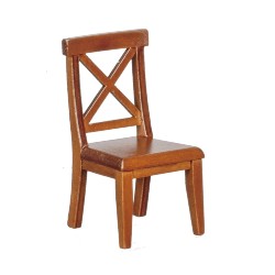 Dolls House Walnut Cross Buck Side Chair Miniature Dining Room Furniture Dolls House Walnut Cross Buck Side Chair Miniature Dining Room Furniture