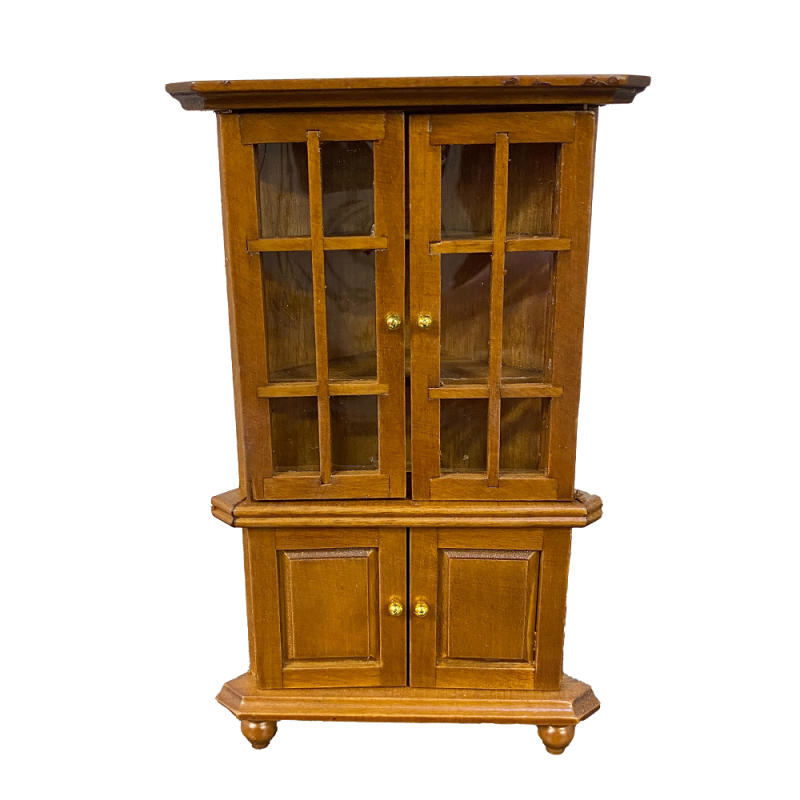 Dolls House Walnut Corner China Cabinet Miniature Living Dining Room Furniture