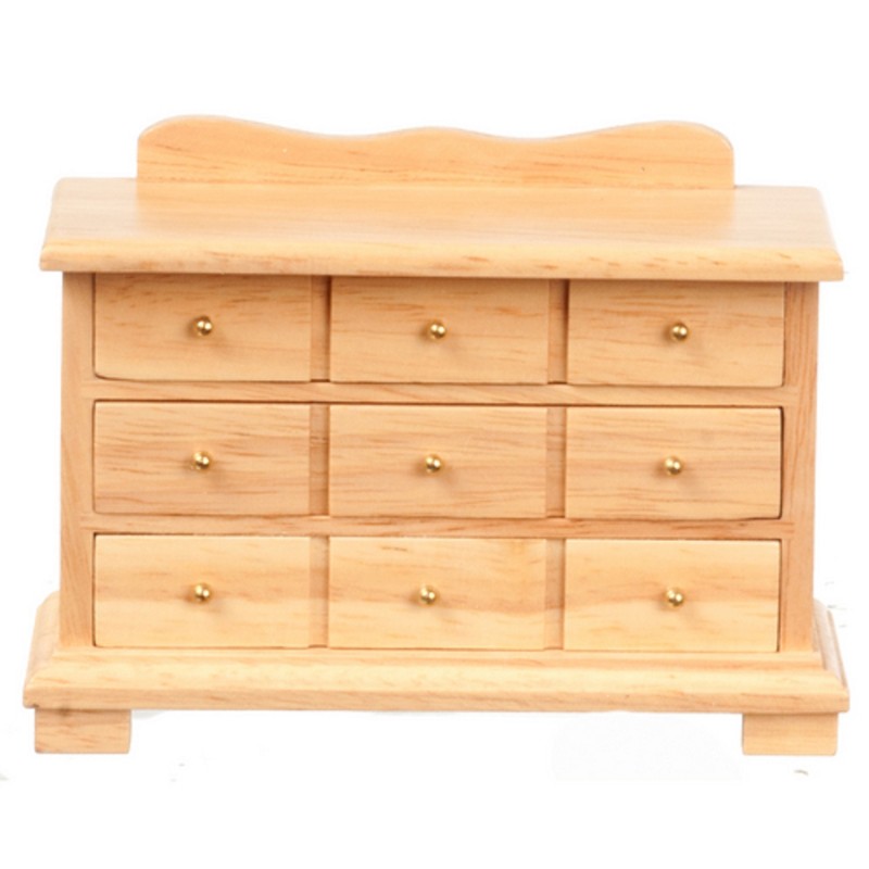 Dolls House Light Oak Triple Chest of Drawers Miniature Bedroom Furniture