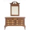 Dolls House Walnut Queen Ann Dressing Table Bedroom Furniture Chest & Mirror 