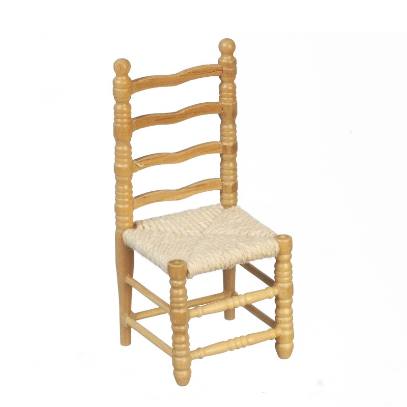 Dolls House Light Oak Ladderback Side Chair Miniature Kitchen Dining Furniture