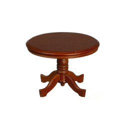 Dolls House Round Walnut Pedestal Table Miniature Wooden Dining Room Furniture Dolls House Round Walnut Pedestal Table Miniature Wooden Dining Room Furniture