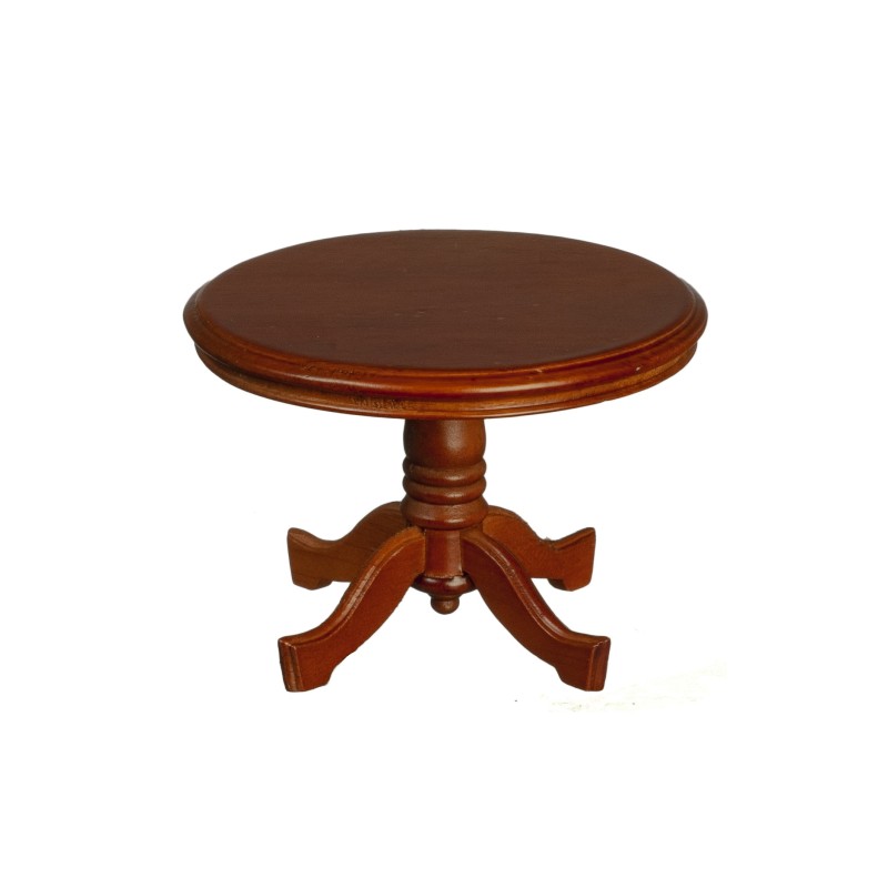 Dolls House Round Walnut Pedestal Table Miniature Wooden Dining Room Furniture