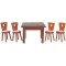 Dolls House Walnut Square Dining Table & 4 Chairs Miniature Furniture Set