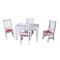 Dolls House White & Red Gingham Table & Chairs Kitchen Dining Room Furniture Set