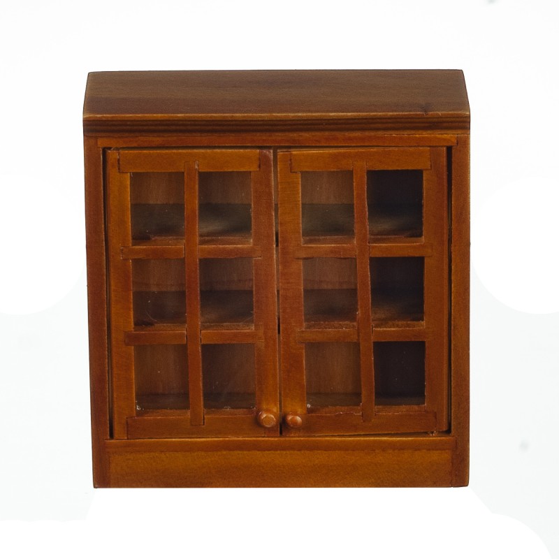 Dolls House Walnut Double Wall Cabinet Display Unit 1:12 Kitchen Furniture
